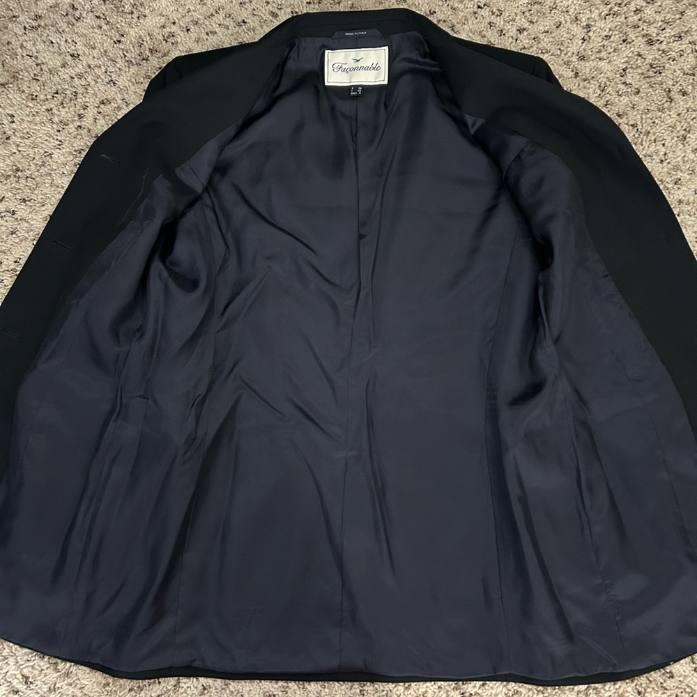 Faconnable Women’s Black Blazer Three-Button Notched Lapel Collar Size 6 - Picture 12 of 13